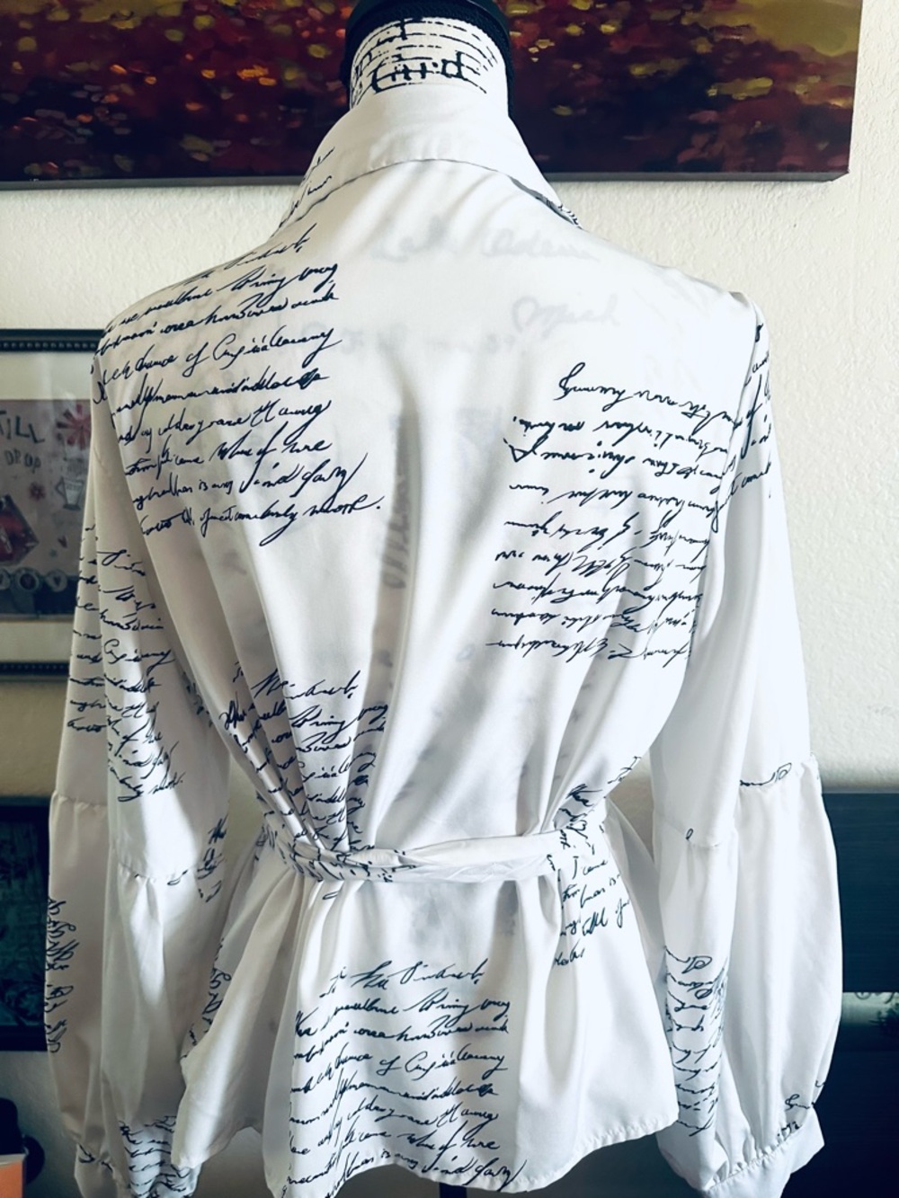 SHEIN White Blouse with Black Script Detail - Picture 2 of 5